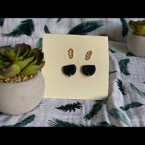 Handmade polymer clay/ gold feather earring pair